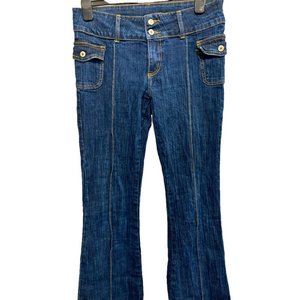 J. Galt Brandy Melville Y2K Flare Leg Low Rise Cargo Pocket Denim Blue Jeans S